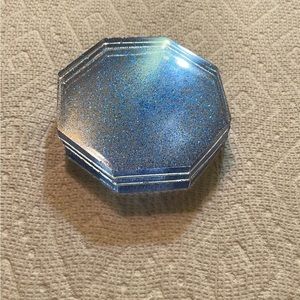 3 blue sparkly homemade epoxy coaster octagon shape